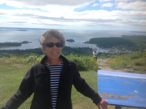 Rebecca atop Mt. Battie overlooking Camden & Penobscot Bay